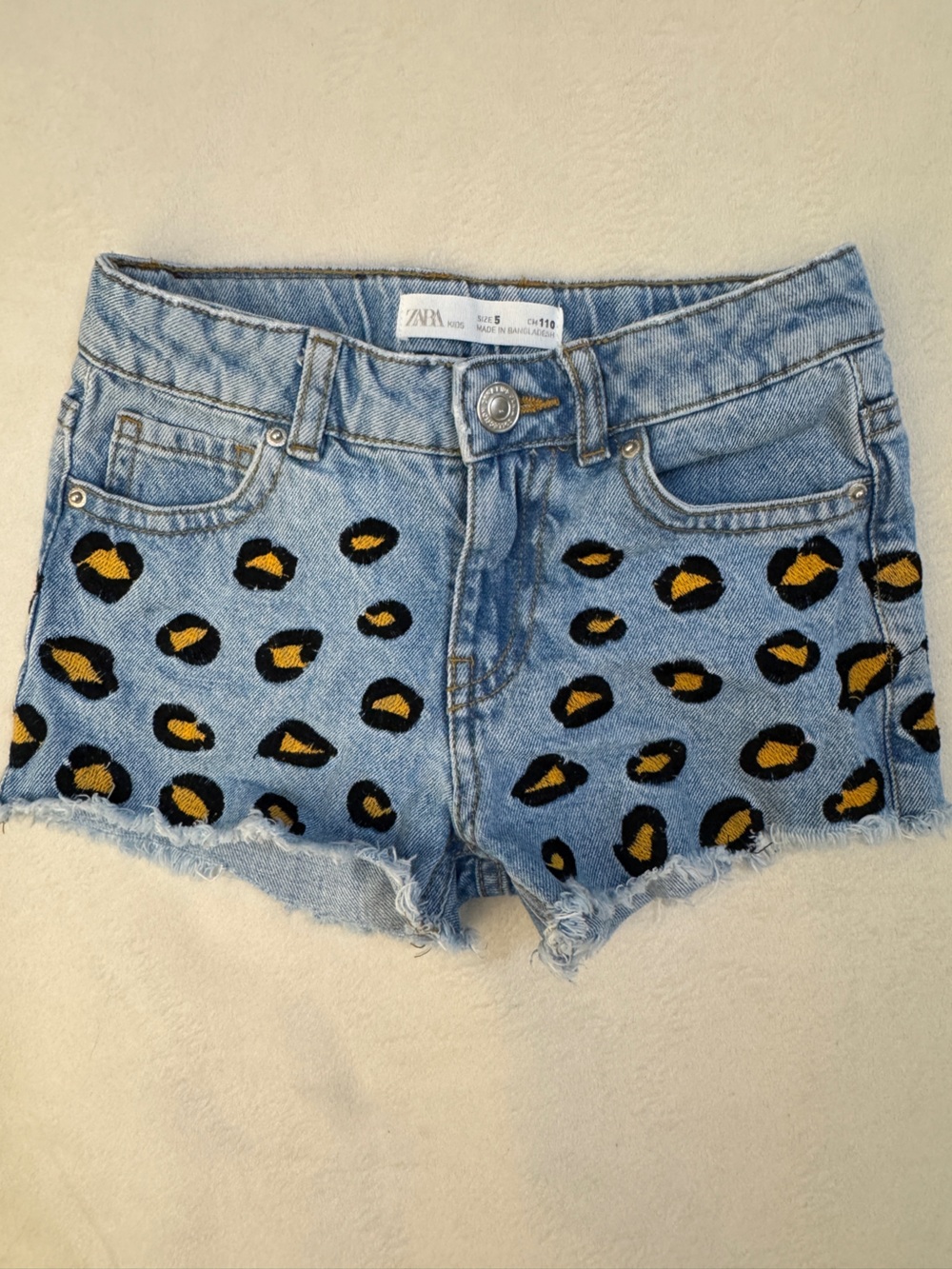 Zara Kids Denim Shorts with Leopard Print